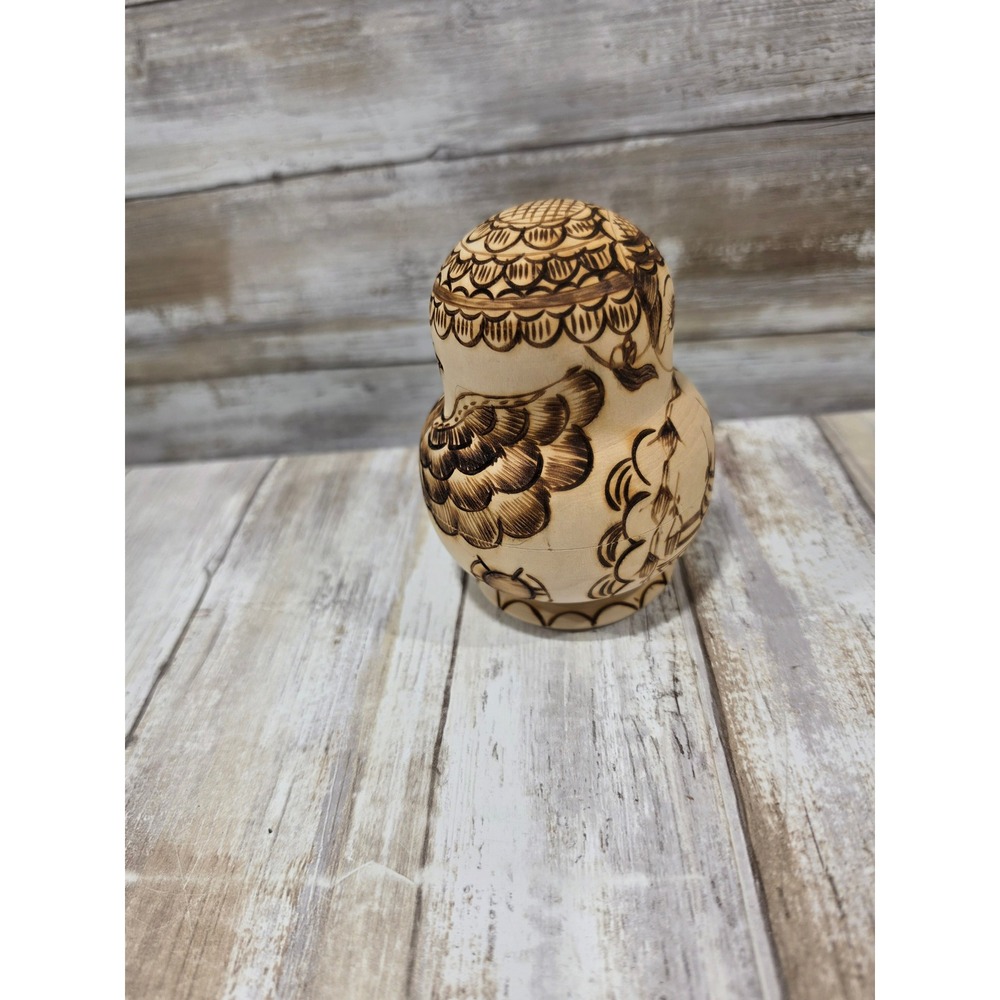 Russian Nesting Dolls Matryoshka Set of 10 Wood Burned Pyrography Folk Art Decor - Picture 14 of 16